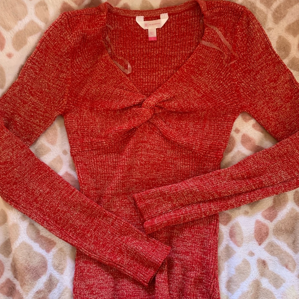 Red Long Sleeve Knit Top